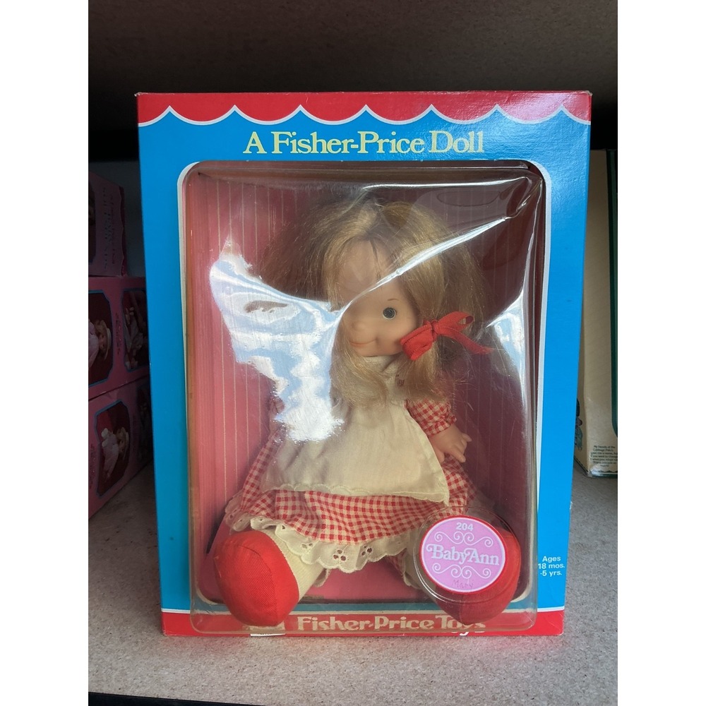 Fisher Price Vintage 1973 doll Mary Lapsitter 200 Red White Gingham W/ Apron box - Picture 6 of 7
